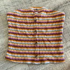 button up striped tube top American Eagle